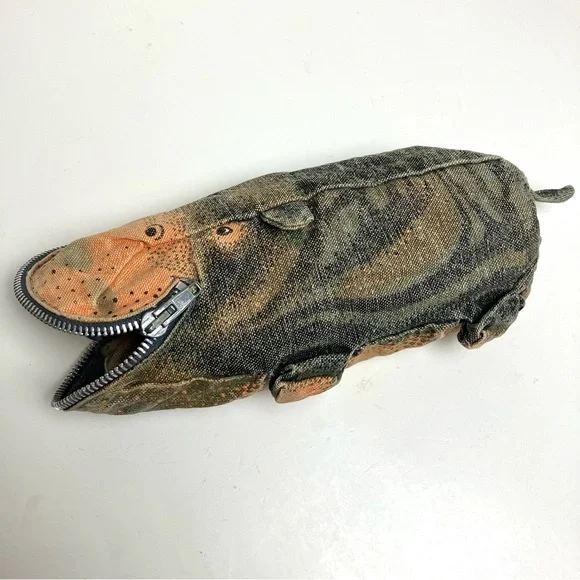 Vintage Made in England Brenda Toys Hippopotamus Pencil Case 1970s Screen Print - Picture 4 of 13